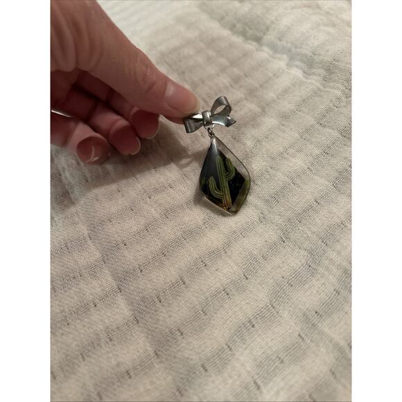 Vintage Lucite Cactus Pin Brooch Mod Western Rock - Picture 1 of 7